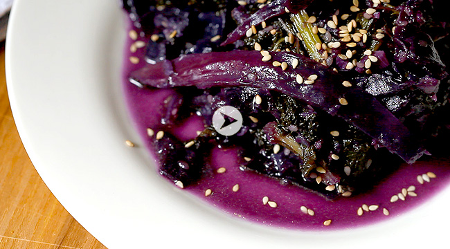 brasied red cabbage kale